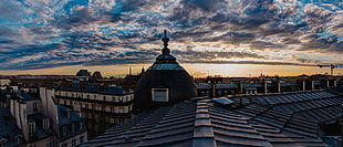 brown roof shingles, rooftops, Paris, clouds, city HD wallpaper