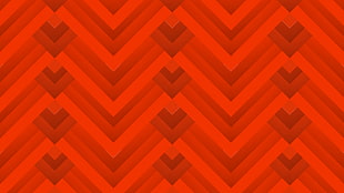 orange and white chevron textile, lines, red, pattern, simple HD wallpaper