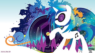 white pony illustration, My Little Pony, Vinyl Scratch, DJ Pon-3, fantasy art HD wallpaper