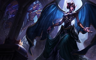 female with wings game character digital wallpaper, League of Legends, Morgana (League of Legends) HD wallpaper