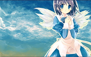 female angel in maid dress anime character HD wallpaper