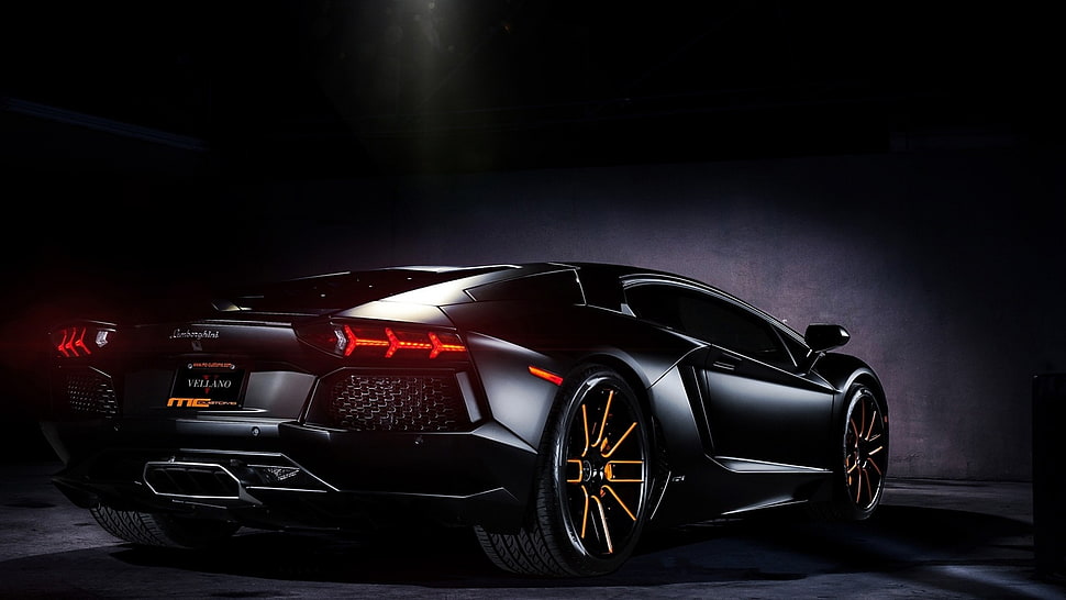 black Lamborghini coupe, car HD wallpaper