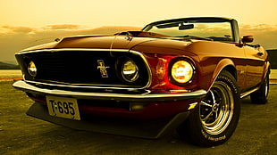 red classic coupe, car, '69 HD wallpaper