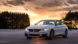 white BMW 3-series sedan, BMW 435i, car HD wallpaper