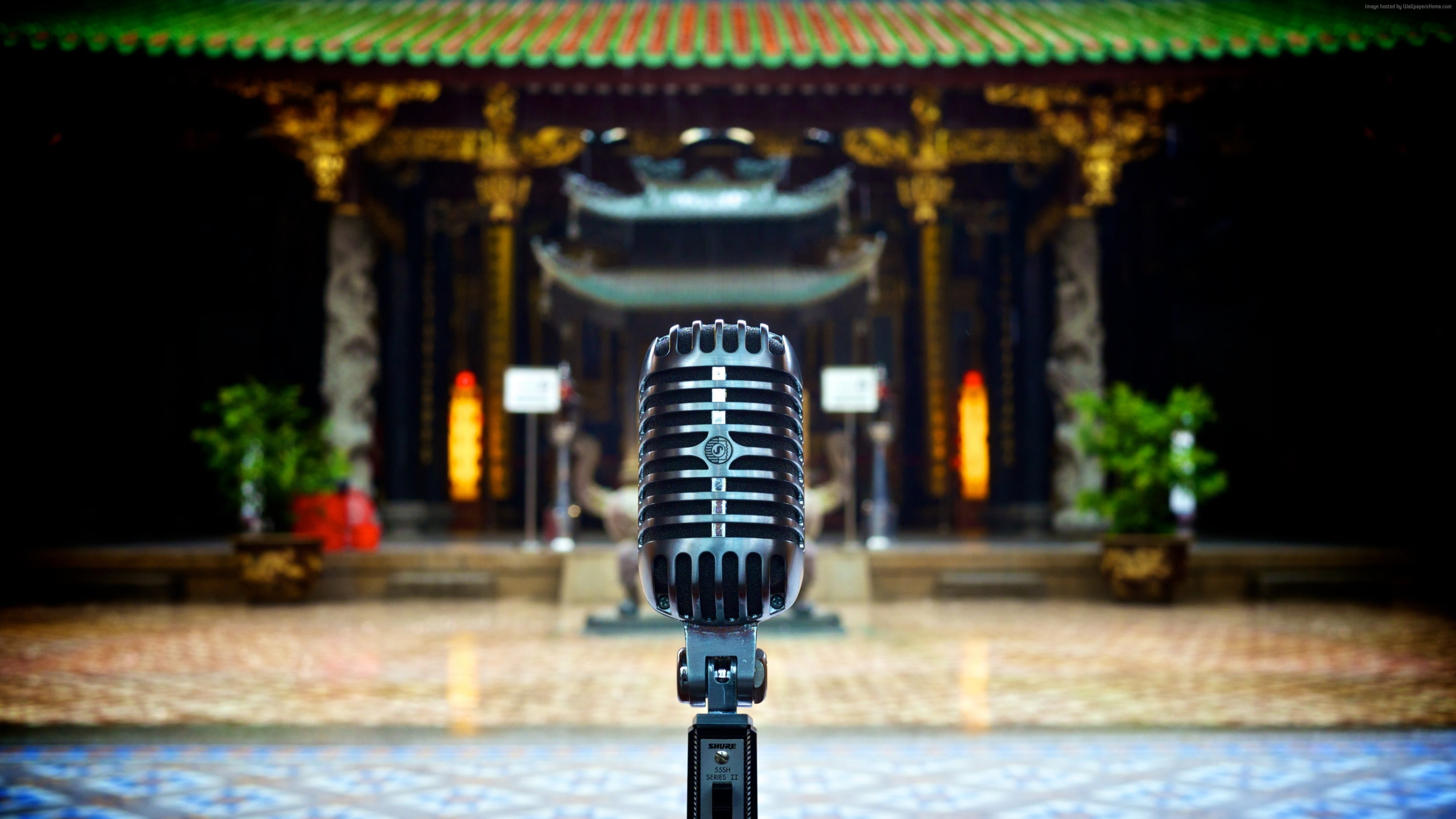 selective focus of condenser microphone facing temple