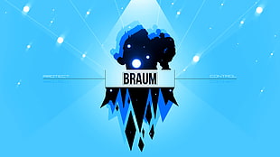 blue Braum logo wallpaper, League of Legends, braum HD wallpaper