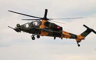black and orange helicopter, aircraft, Turkish Air Force, helicopters, military aircraft HD wallpaper