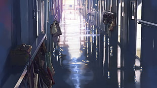 pathway between room wallpaper, 5 Centimeters Per Second, hallway, anime HD wallpaper