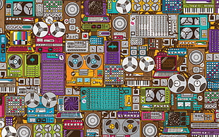 assorted-color turntable illustration