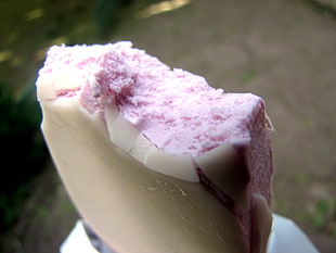 white and pink bitten ice cream HD wallpaper