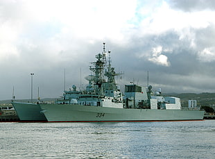 gray metal battleship, Royal Canadian Navy, pearl harbor, Canada, military HD wallpaper