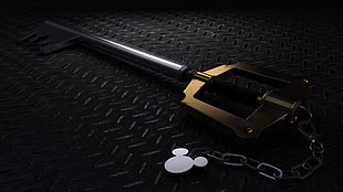 silver-and-gold-colored Mickey Mouse skeleton key, Kingdom Hearts HD wallpaper