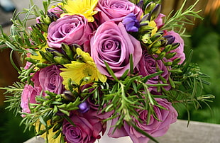 pink and yellow flower bouquet