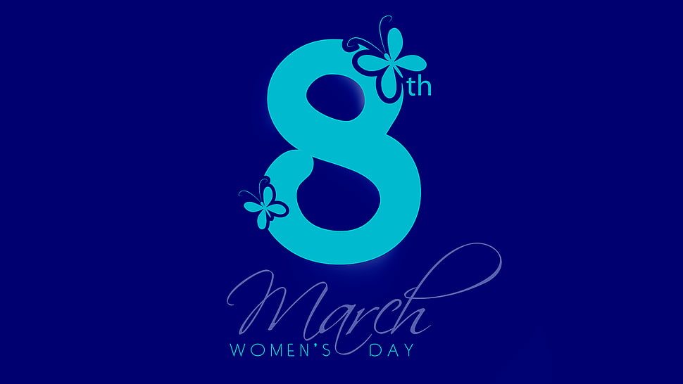 blue March 8th Women's Day logo HD wallpaper