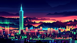 3D city illustration artwork HD wallpaper