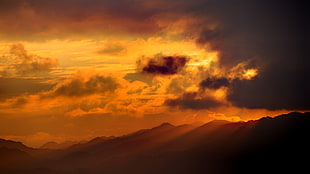 black and white clouds during sunset HD wallpaper