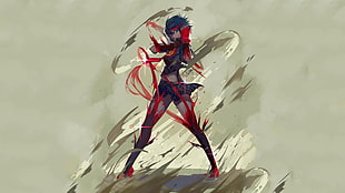 blue haired female anime character digital wallpaper, Kill la Kill, Matoi Ryuuko