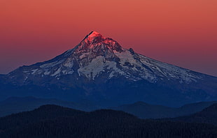 nature, snowy peak, volcano, mountains