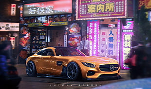 yellow Mercedes-Benz coupe, Khyzyl Saleem, car, Mercedes Benz AMG GT, Mercedes-AMG HD wallpaper