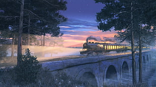 train on concrete bridge painting