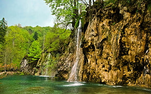 Waterfall,  River,  Currents,  Grass HD wallpaper