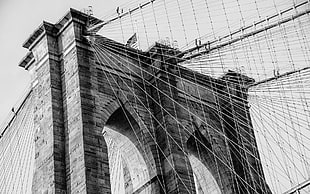 gray concrete bridge, architecture, monochrome, Brooklyn, New York City HD wallpaper