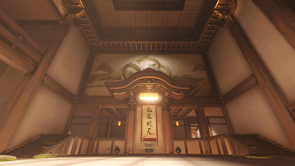 brown building interior, Overwatch, Hanamura (Overwatch) HD wallpaper