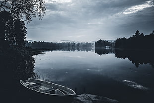 white and black boat on body of water, nature, landscape, Norway, trees HD wallpaper