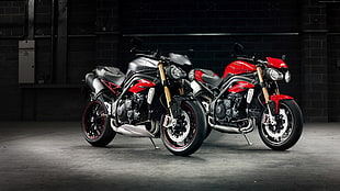 black and red naked sports bikes HD wallpaper
