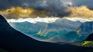 aerial photography of mountain at daytime, nature, mountains, sunlight, Glacier National Park