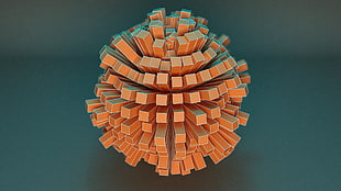 round brown rubber ball, Cinema 4D, render, abstract, digital art