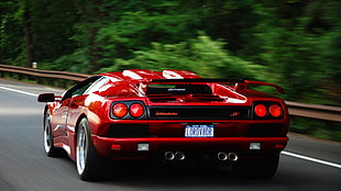 red luxury car, Lamborghini Diablo, Lamborghini Diablo Sv, car, red cars HD wallpaper