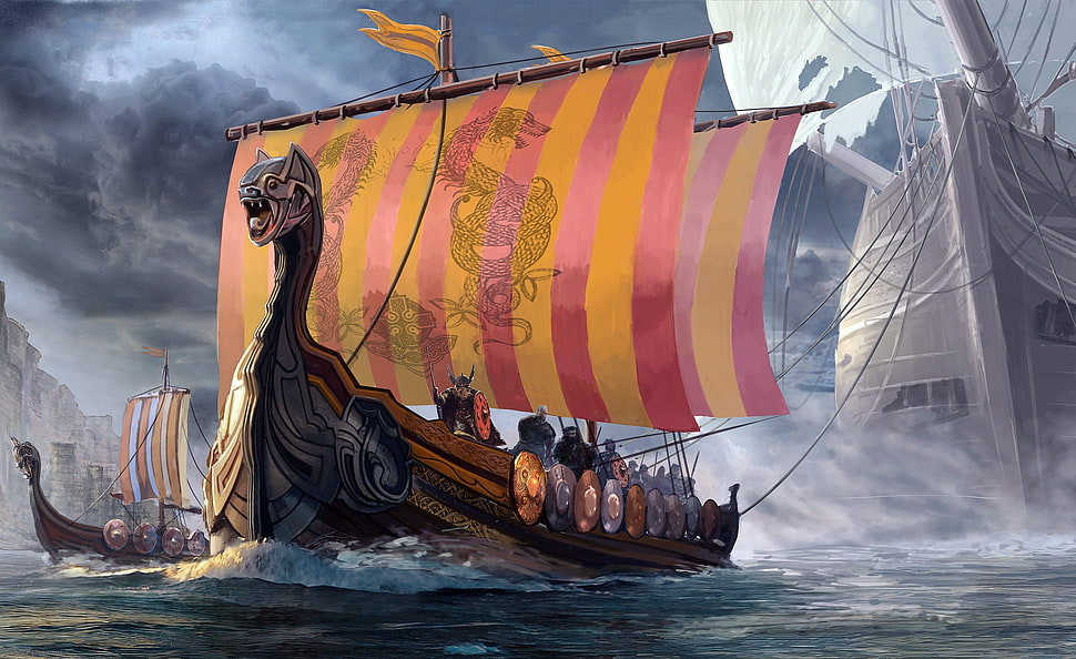 dragon boat graphic, Vikings HD wallpaper