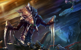 brown alien digital wallpaper, StarCraft, Starcraft II, Zerg, video games