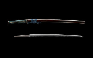 black handled katana, weapon, simple background, katana