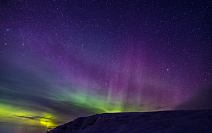 aurora borealis, Glow, Stars, Night