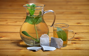 clear glass pitcher with mug HD wallpaper