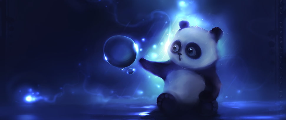 panda illustration, ultra-wide, panda HD wallpaper