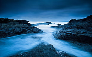 time-lapse photography of water and mist, landscape, nature, rock, long exposure HD wallpaper