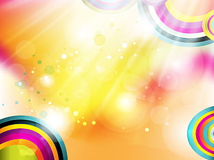 yellow, pink, green, orange, white, red, blue and, fuchsia print HD wallpaper