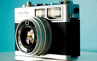 black and gray Minolta SLR camera HD wallpaper