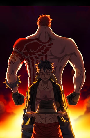 One Piece Monkey D. Luffy and Charlotte Katakuri illustration, One Piece, Monkey D. Luffy, Katakuri, Charlotte Katakuri