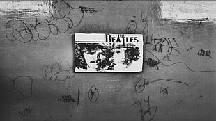 The Beatles poster, The Beatles, graffiti, monochrome, wall HD wallpaper