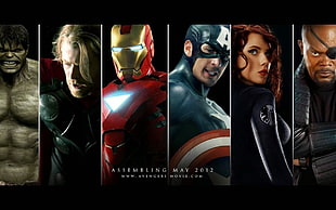MARVEL heroes collage with text overlay HD wallpaper