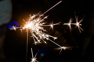 gray fireworks during night time in close-up photography HD wallpaper