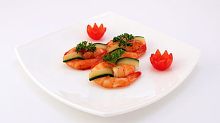 tempura shrimp on white ceramic plate HD wallpaper