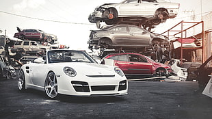 white Porsche Boxster coupe, car, white cars, Porsche HD wallpaper