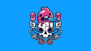 ice cream on skull holding ice popsicle illustration HD wallpaper