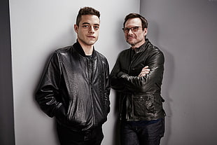 two men in black leather jackets HD wallpaper