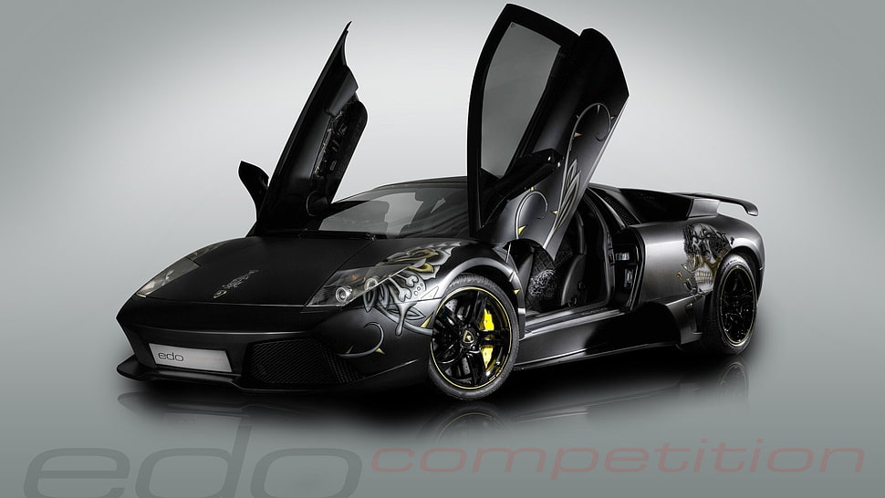 black coupe, Lamborghini Murcielago HD wallpaper